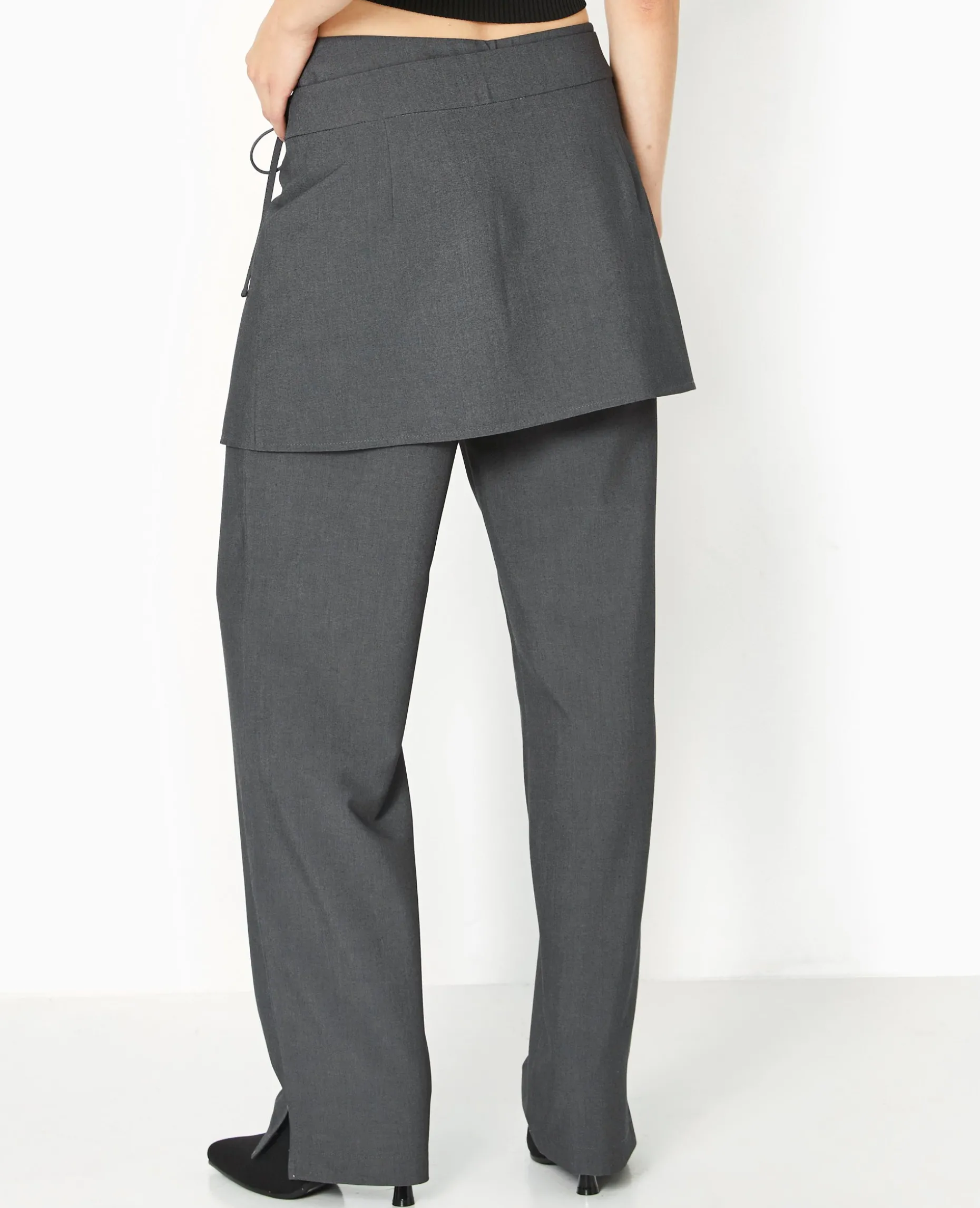 Pantalon 2 En 1 Avec Jupe Amovible - Gris Foncé