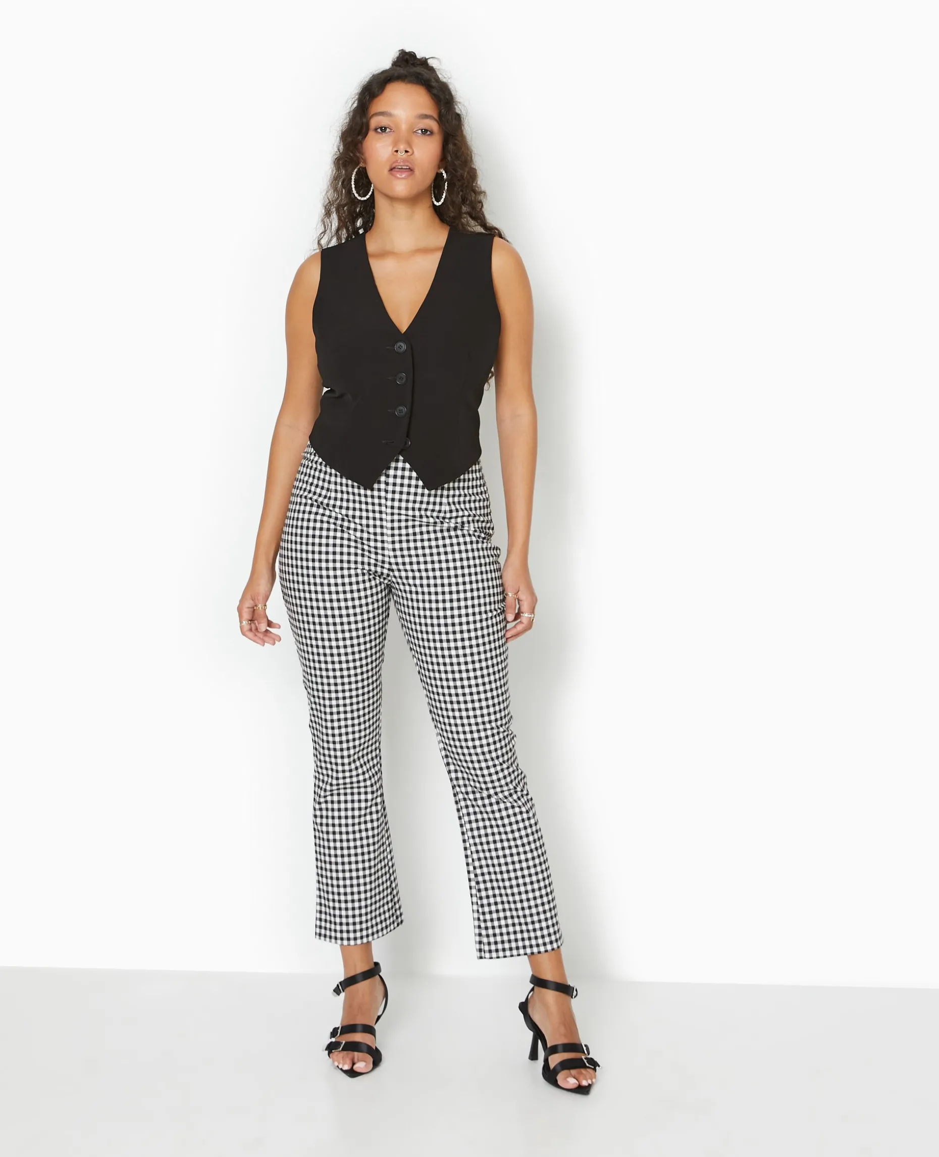 Pantalon 7/8 Motif Vichy - Noir