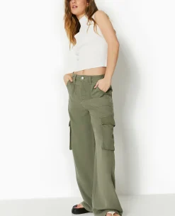 Pantalon Cargo En Tissu Fluide Tencel - Vert Kaki