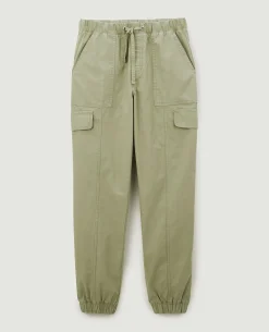 Pantalon Cargo Taille Et Bas élastiqués - Vert De Gris