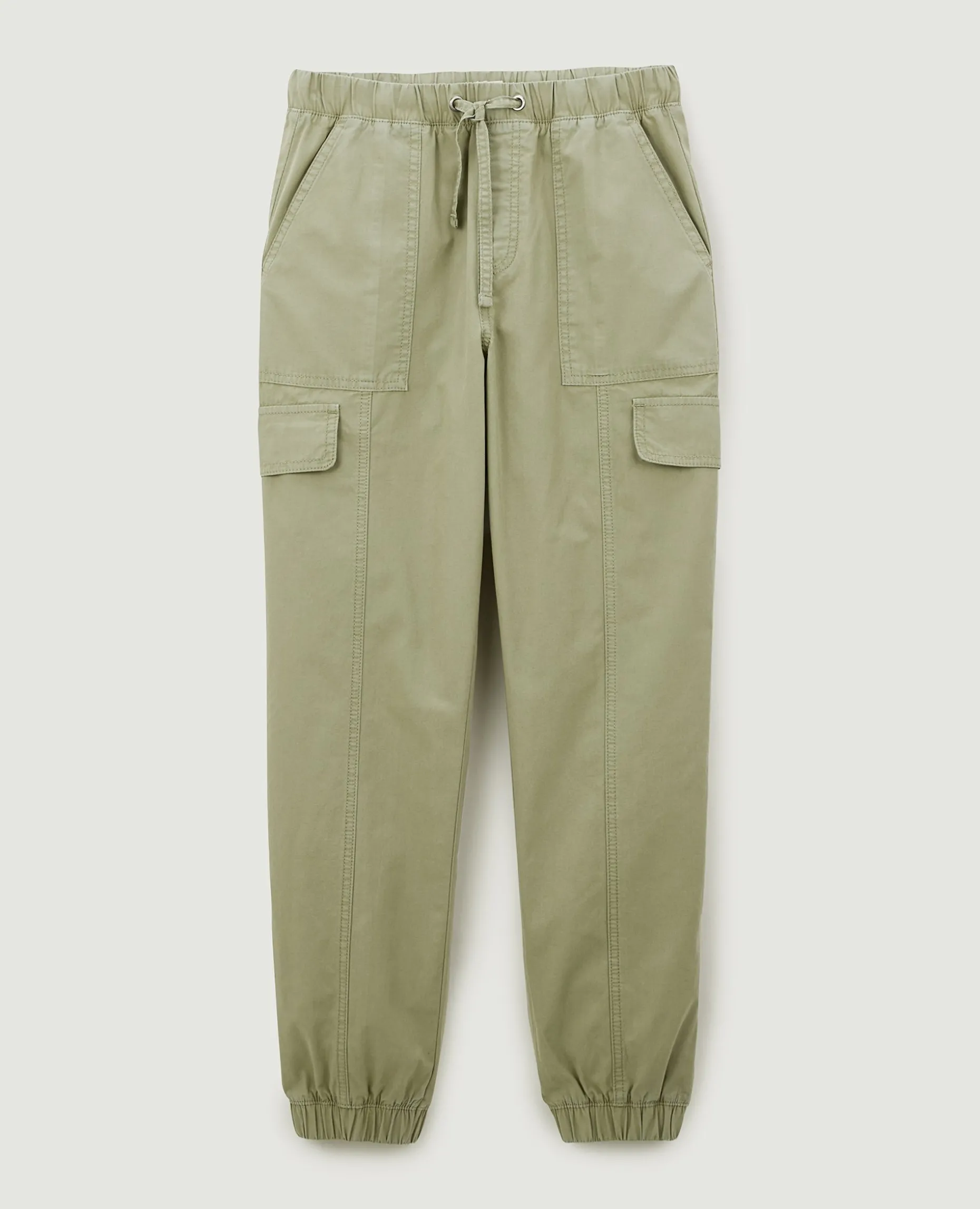 Pantalon Cargo Taille Et Bas élastiqués - Vert De Gris
