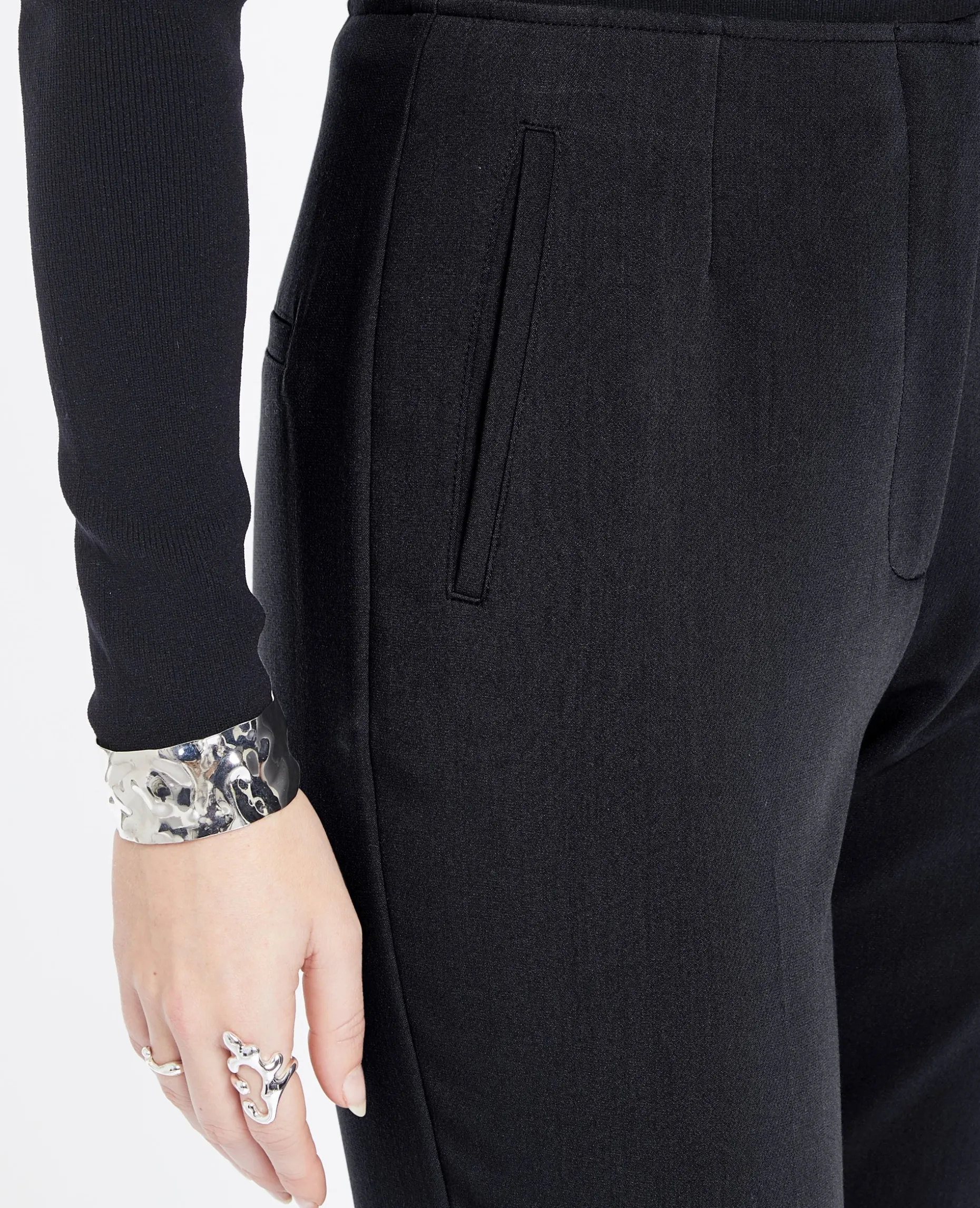 Pantalon Cigarette Taille Haute - Gris Foncé