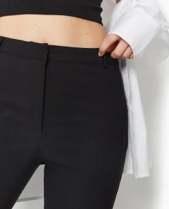 Pantalon Corsaire En Tissu Stretch - Noir