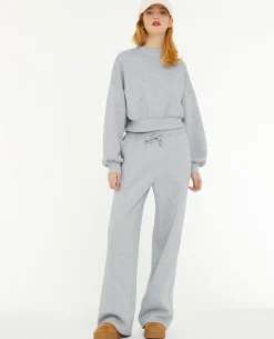 Pantalon De Jogging Droit En Molleton - Gris Chiné
