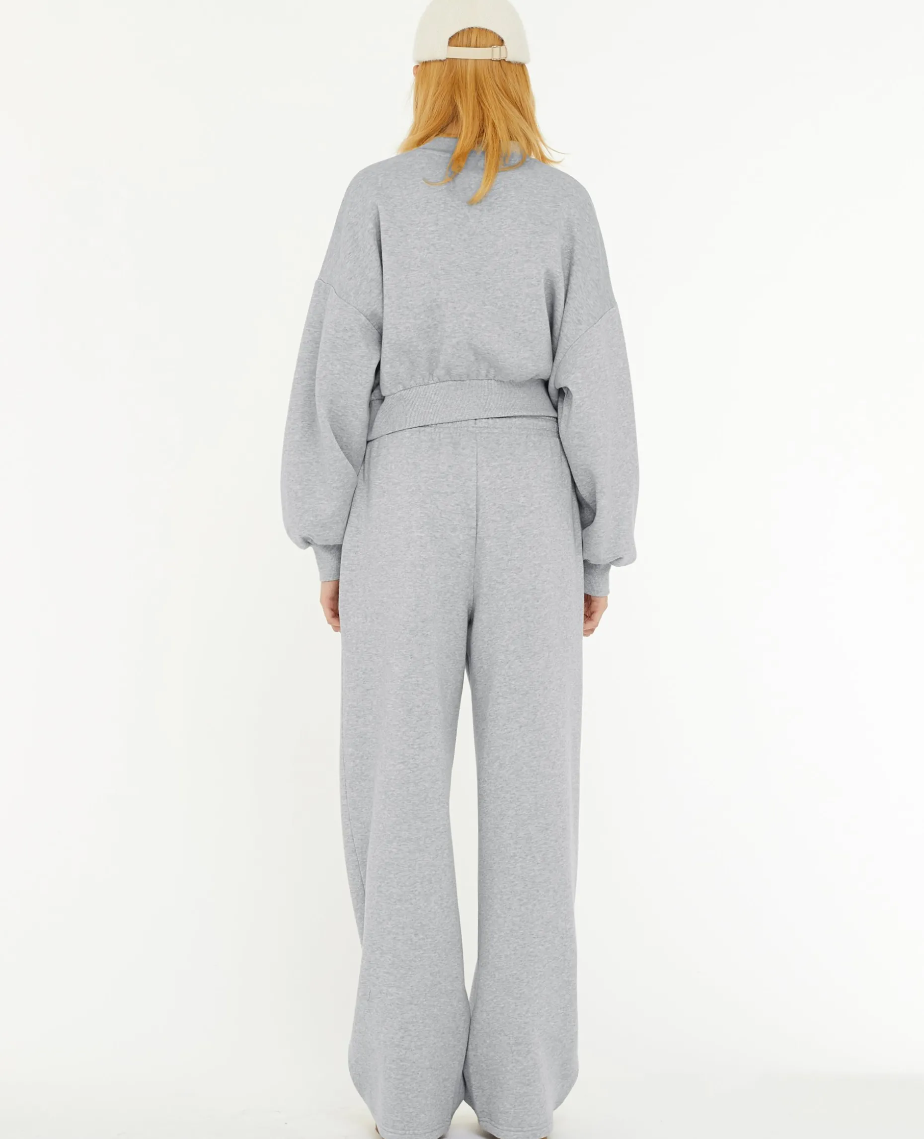Pantalon De Jogging Droit En Molleton - Gris Chiné