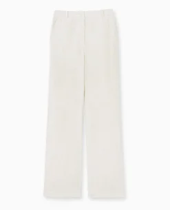 Pantalon Droit Avec Lin - Blanc