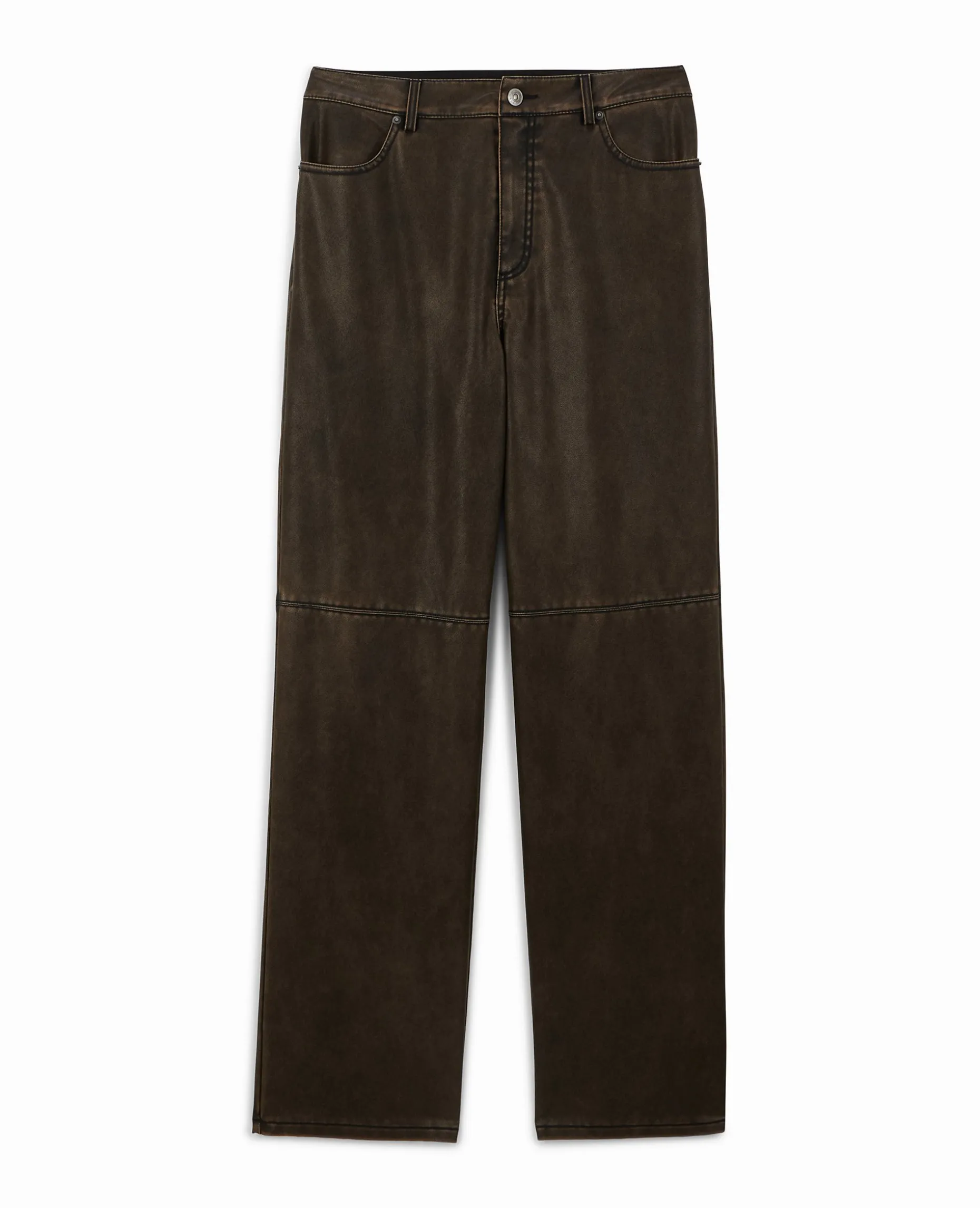 Pantalon Droit En Simili - Marron