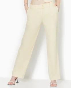 Pantalon Droit Taille Basse - Beige