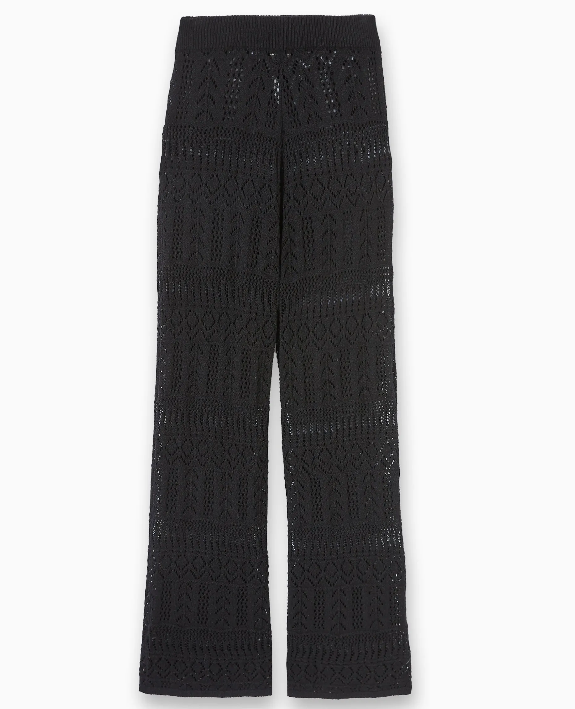 Pantalon En Maille Fantaisie Ajourée - Noir
