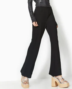 Pantalon Flare En Tissu Reliéfé - Noir