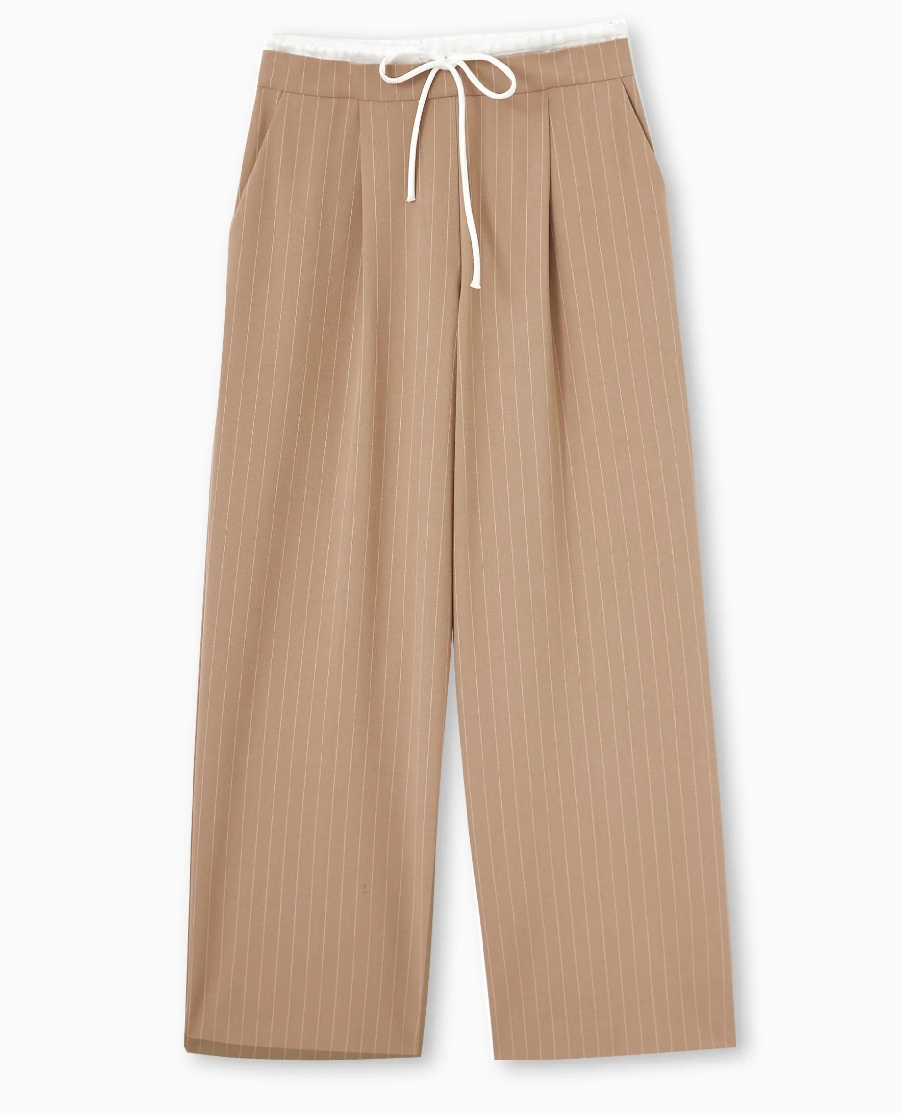 Pantalon Large Avec Effet De Superposition - Beige