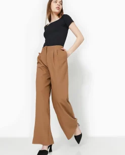 Pantalon Large Avec Pinces - Marron