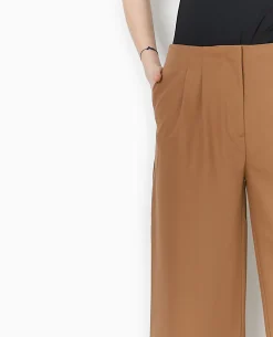 Pantalon Large Avec Pinces - Marron