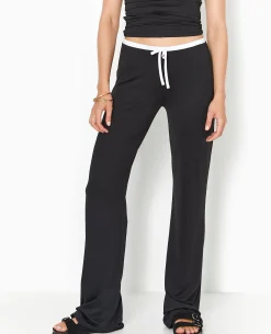 Pantalon Large En Maille Extensible - Noir