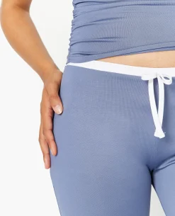 Pantalon Large En Maille Extensible - Bleu