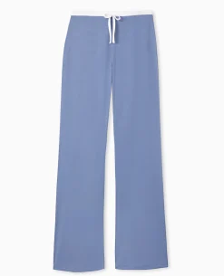 Pantalon Large En Maille Extensible - Bleu