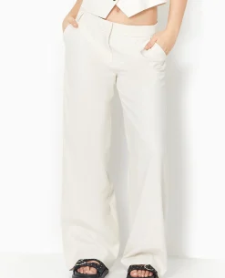 Pantalon Large Et Droit En Tissu Façon Lin - Blanc