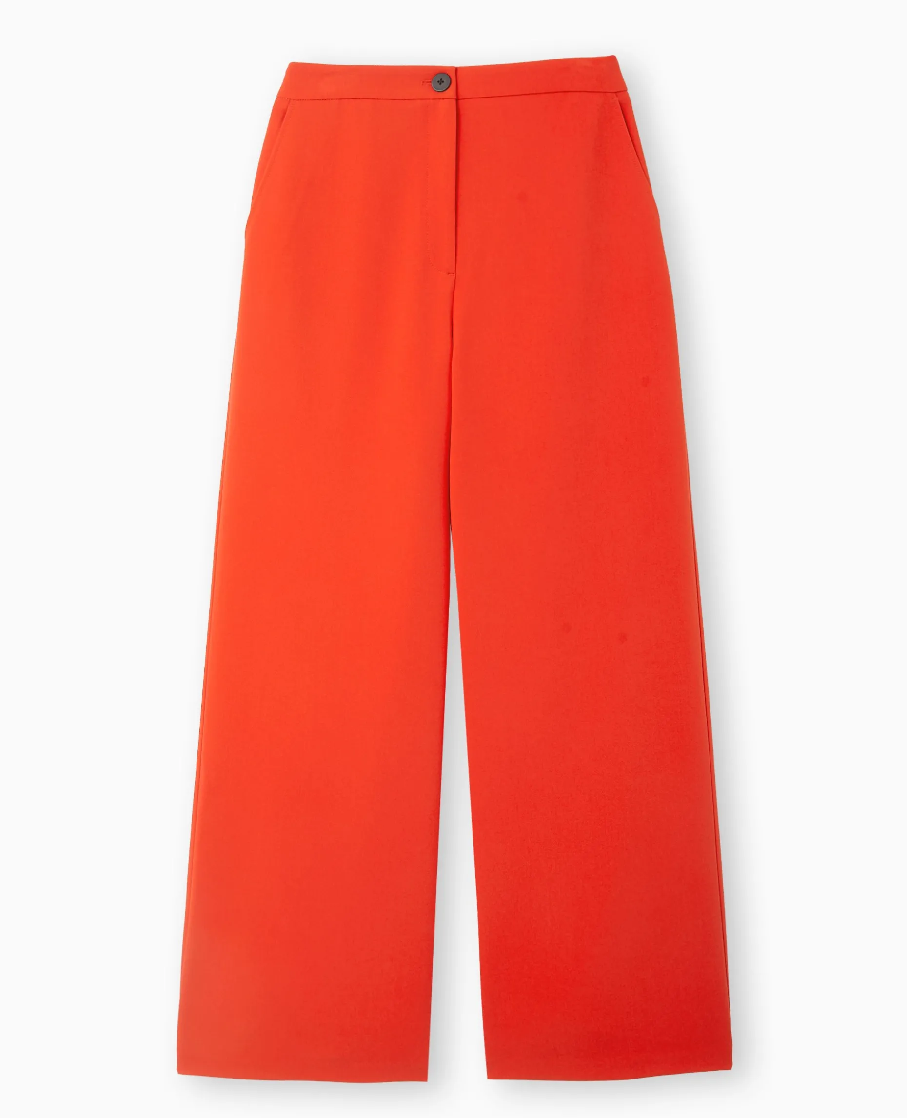 Pantalon Large Et Droit Taille Haute - Rouge