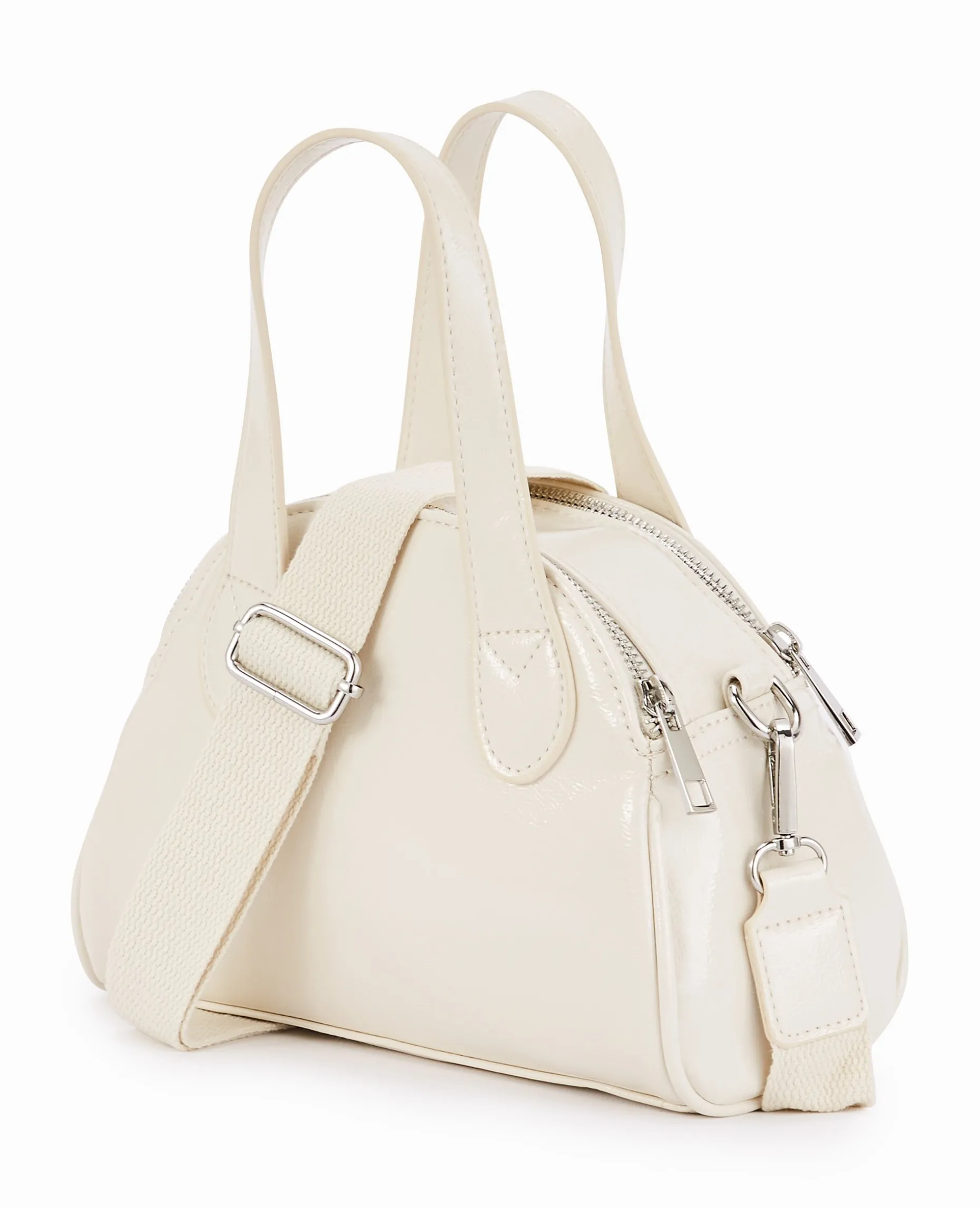 Petit Sac Bowling Boxy En Vinyle - Blanc