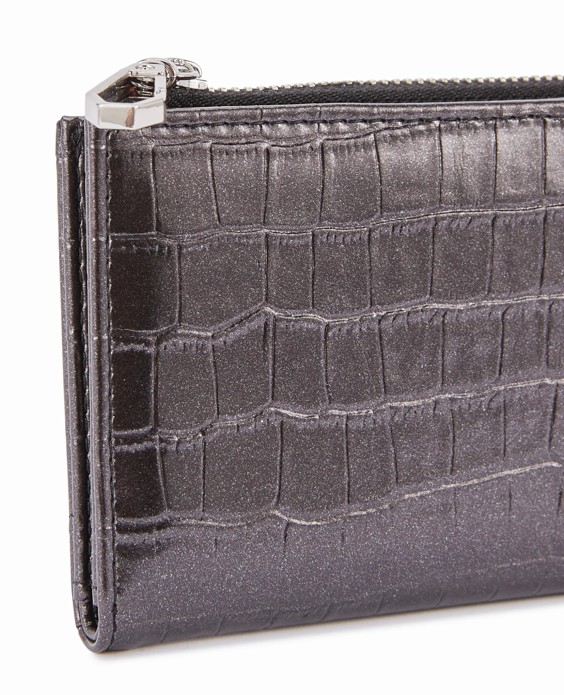 Porte-monnaie Effet Croco - Noir