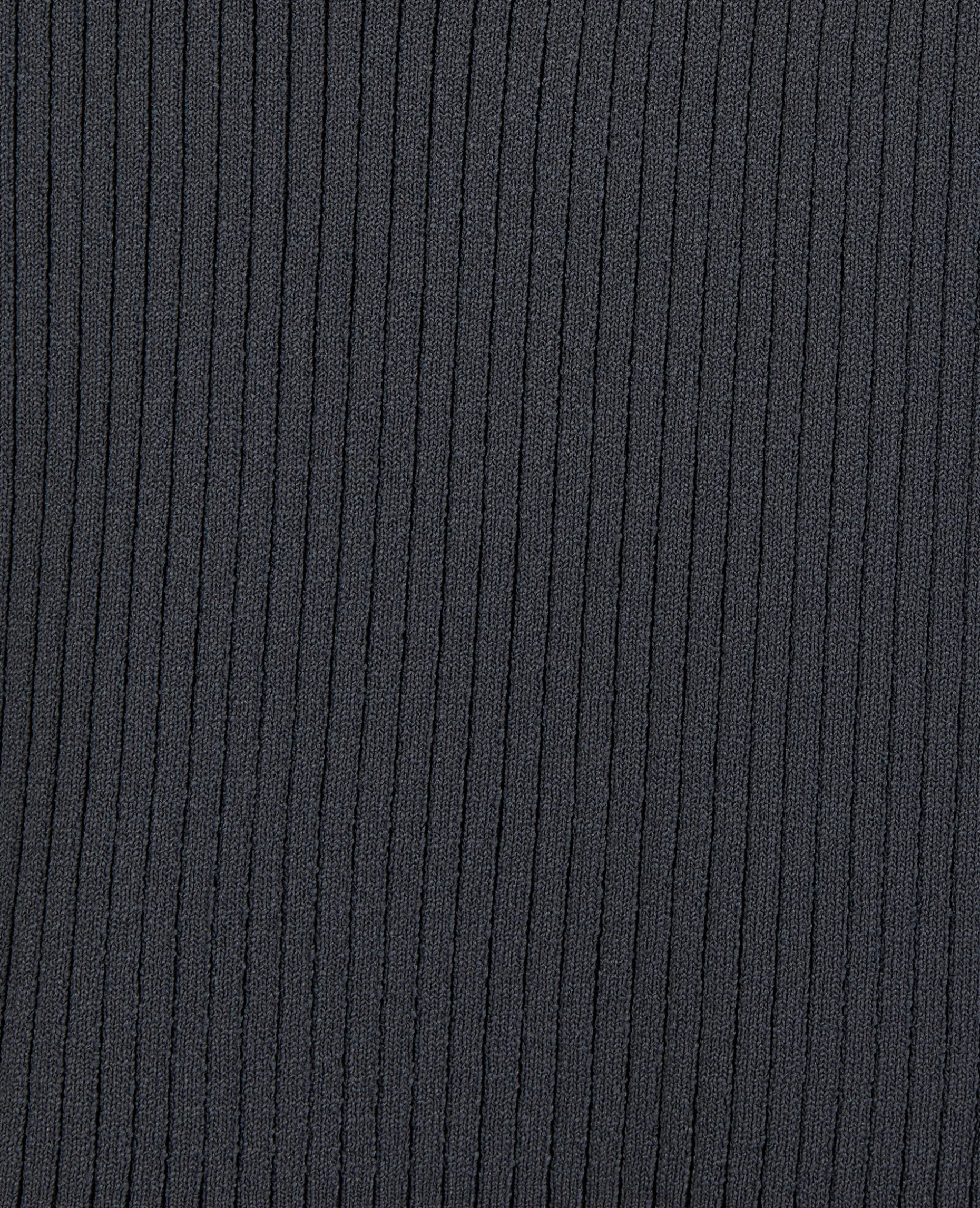 Pull Col Polo En Maille Côtelée - Gris Foncé