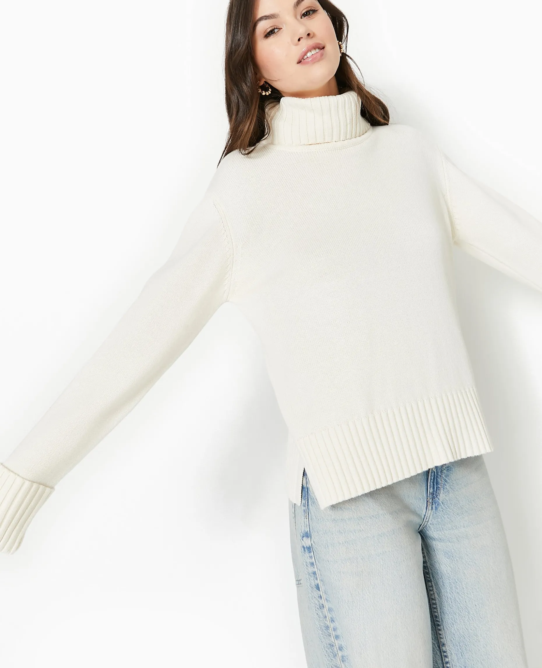 Pull Col Roulé - Blanc