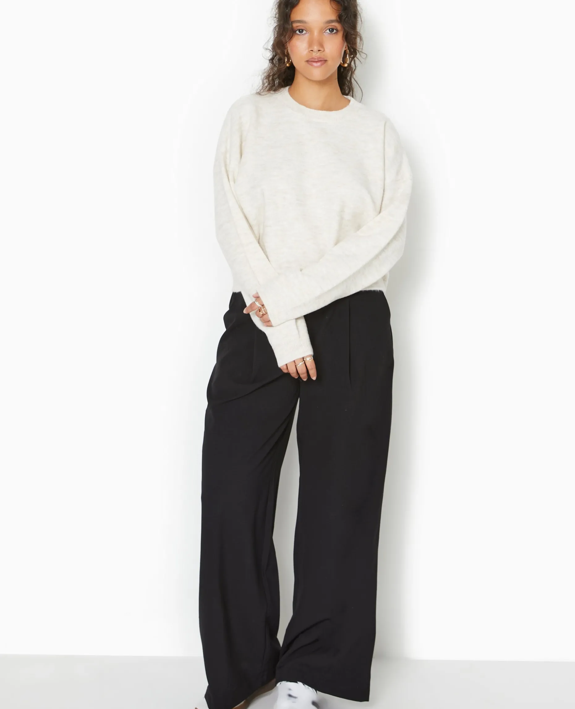 Pull Court En Maille - écru