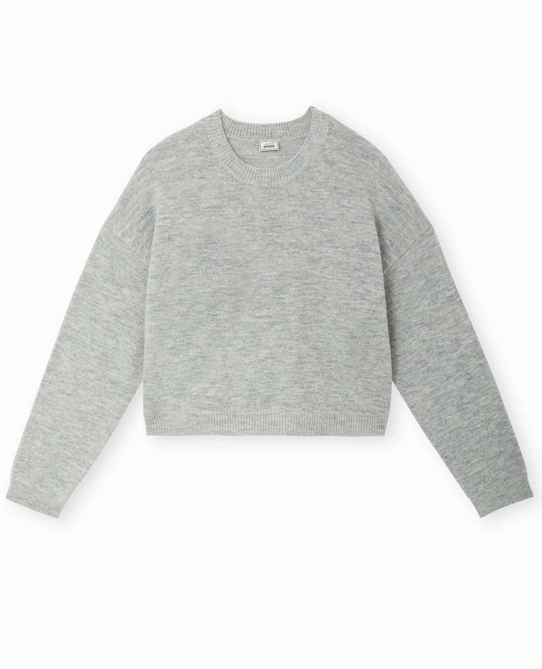 Pull Court En Maille - Gris Chiné