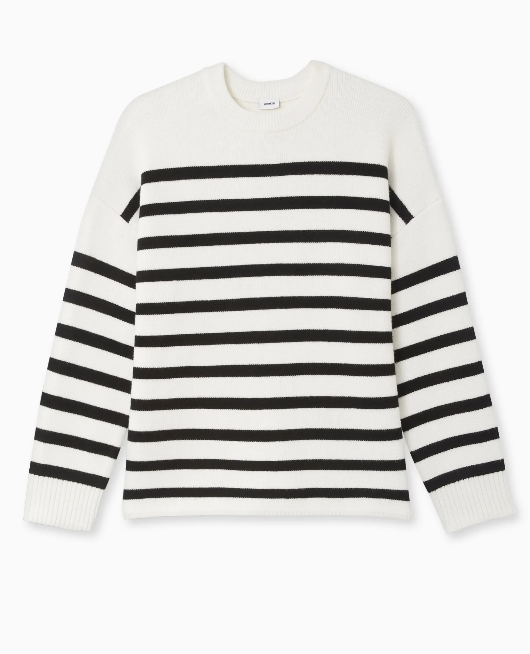 Pull Droit Rayé - Blanc