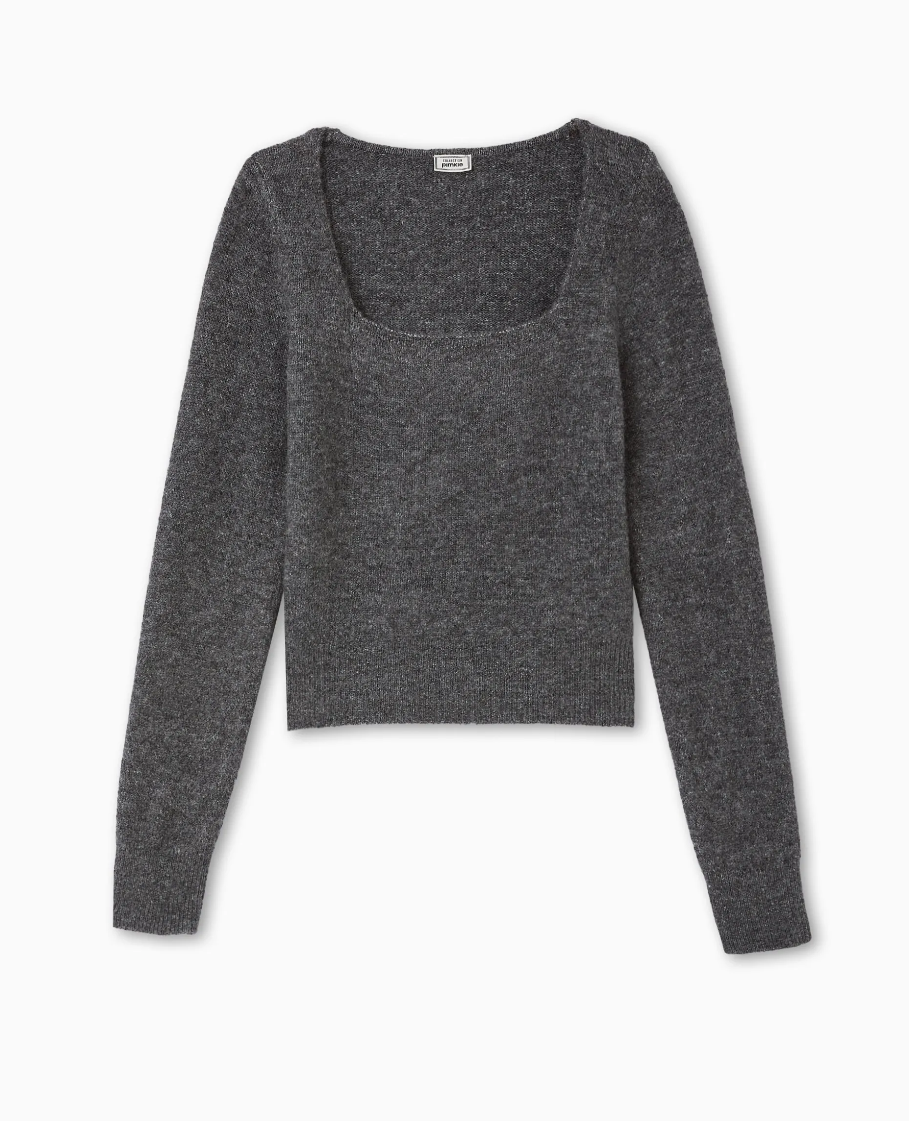 Pull En Maille Encolure Carrée - Gris Foncé