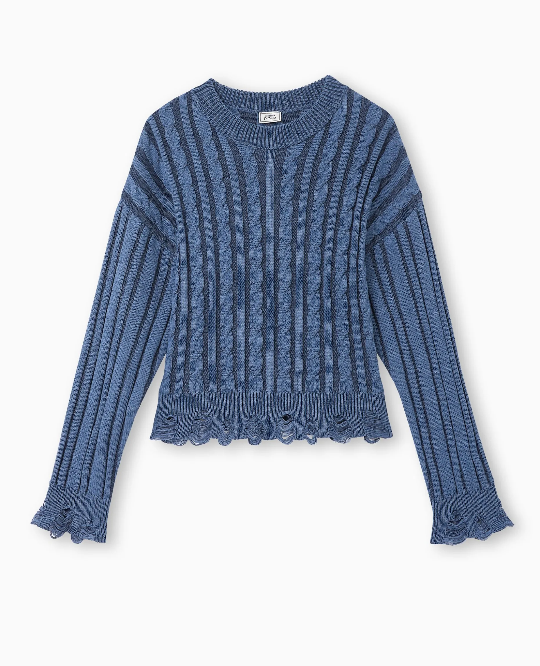 Pull En Maille Fantaisie Avec Effet Destroy - Bleu