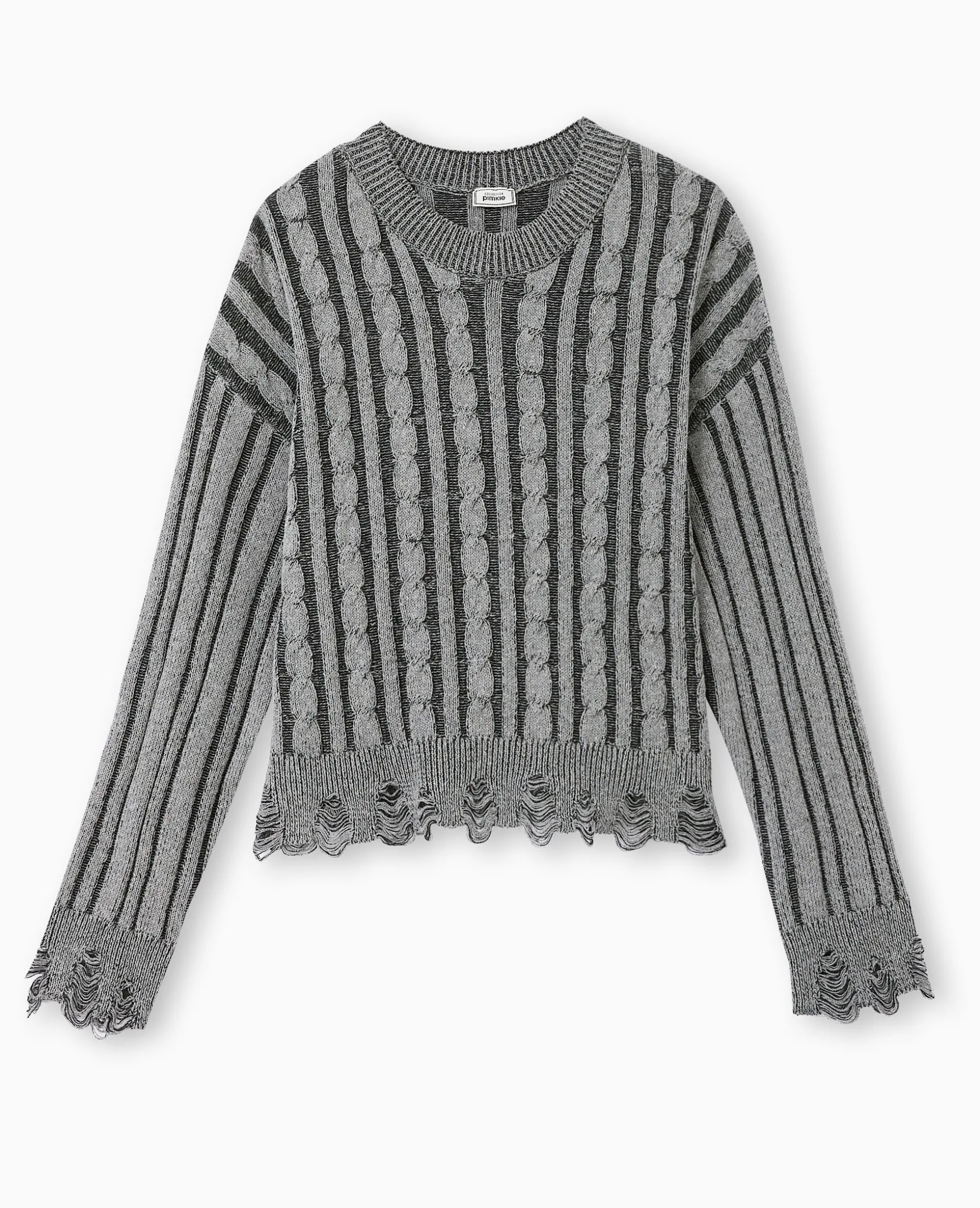 Pull En Maille Fantaisie Avec Effet Destroy - Noir
