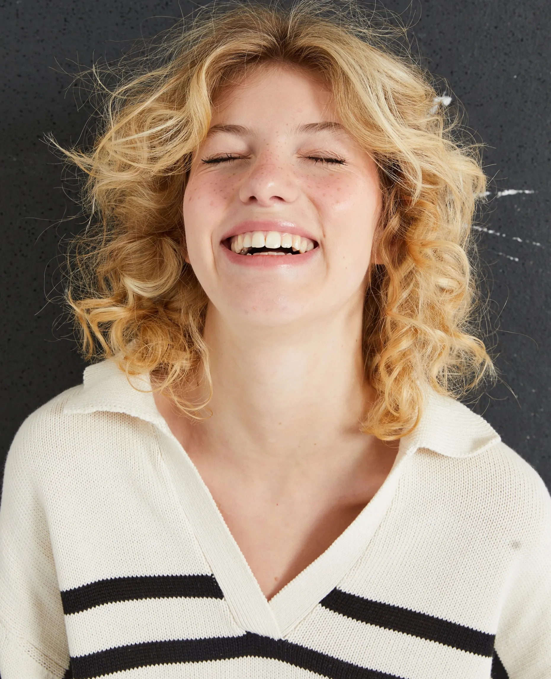 Pull Rayé Col Polo - Blanc