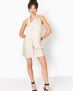 Robe Asymétrique Avec Bretelle Foulard - Blanc
