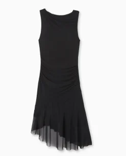 Robe Asymétrique En Mesh - Noir