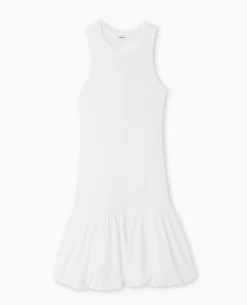 Robe Bi-matiè;re Avec Jupon Bouffant - Blanc