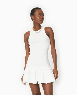Robe Bi-matiè;re Avec Jupon Bouffant - Blanc