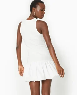 Robe Bi-matiè;re Avec Jupon Bouffant - Blanc