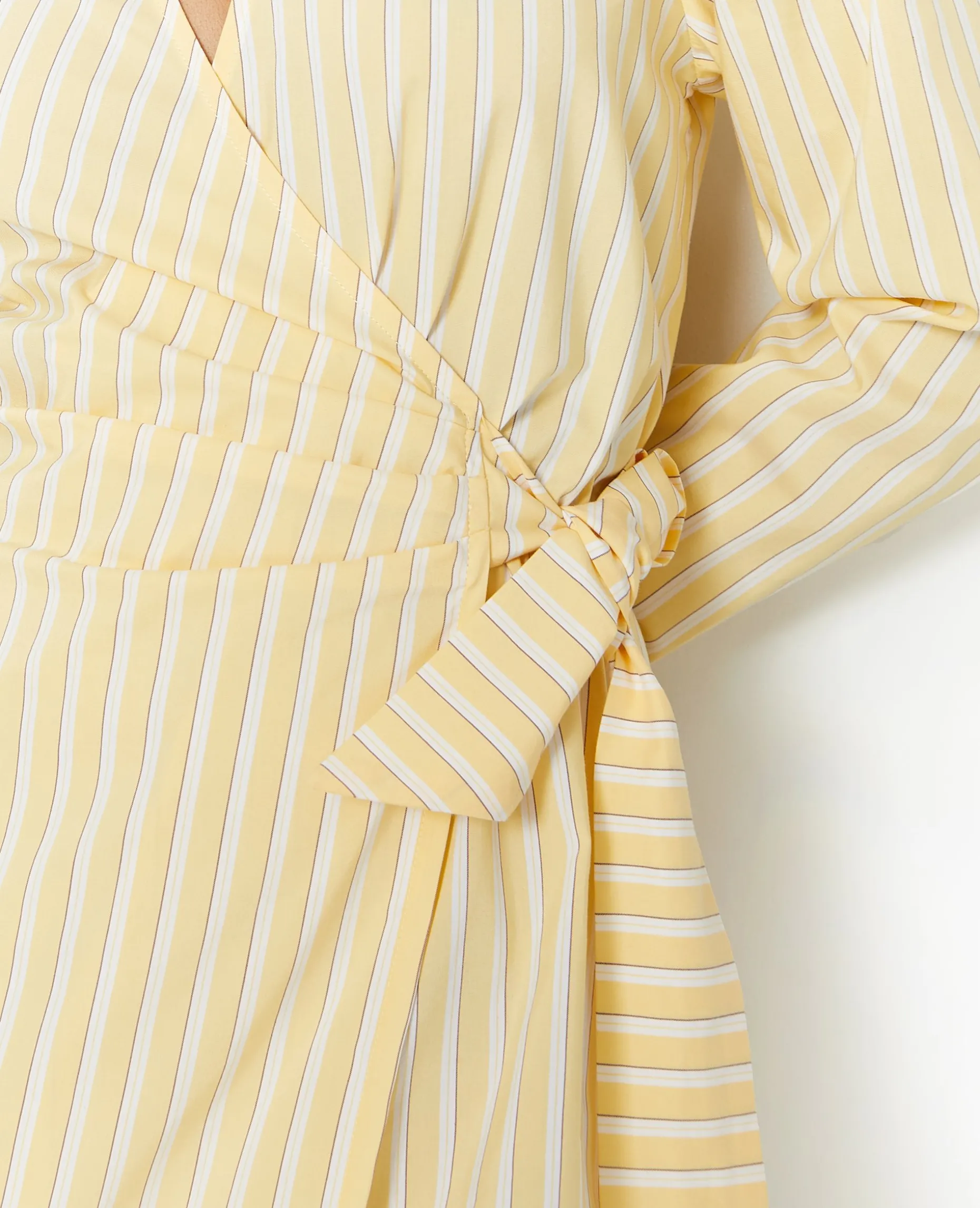 Robe Cache-cœur Courte Rayée - Beige