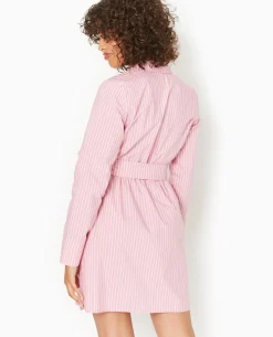 Robe Cache-cœur Courte Rayée - Rose Poudré