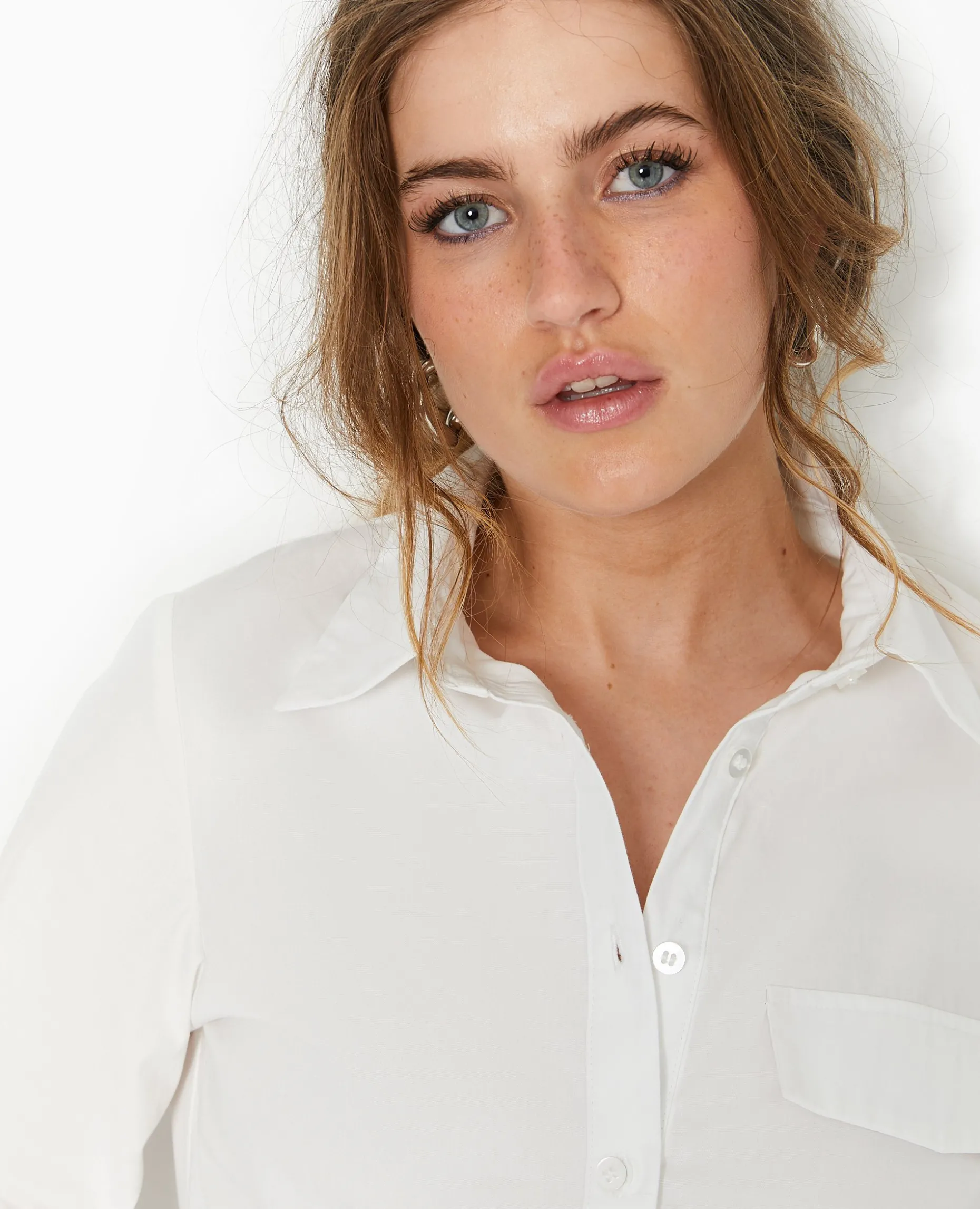 Robe Chemise Avec Cut Out - Blanc