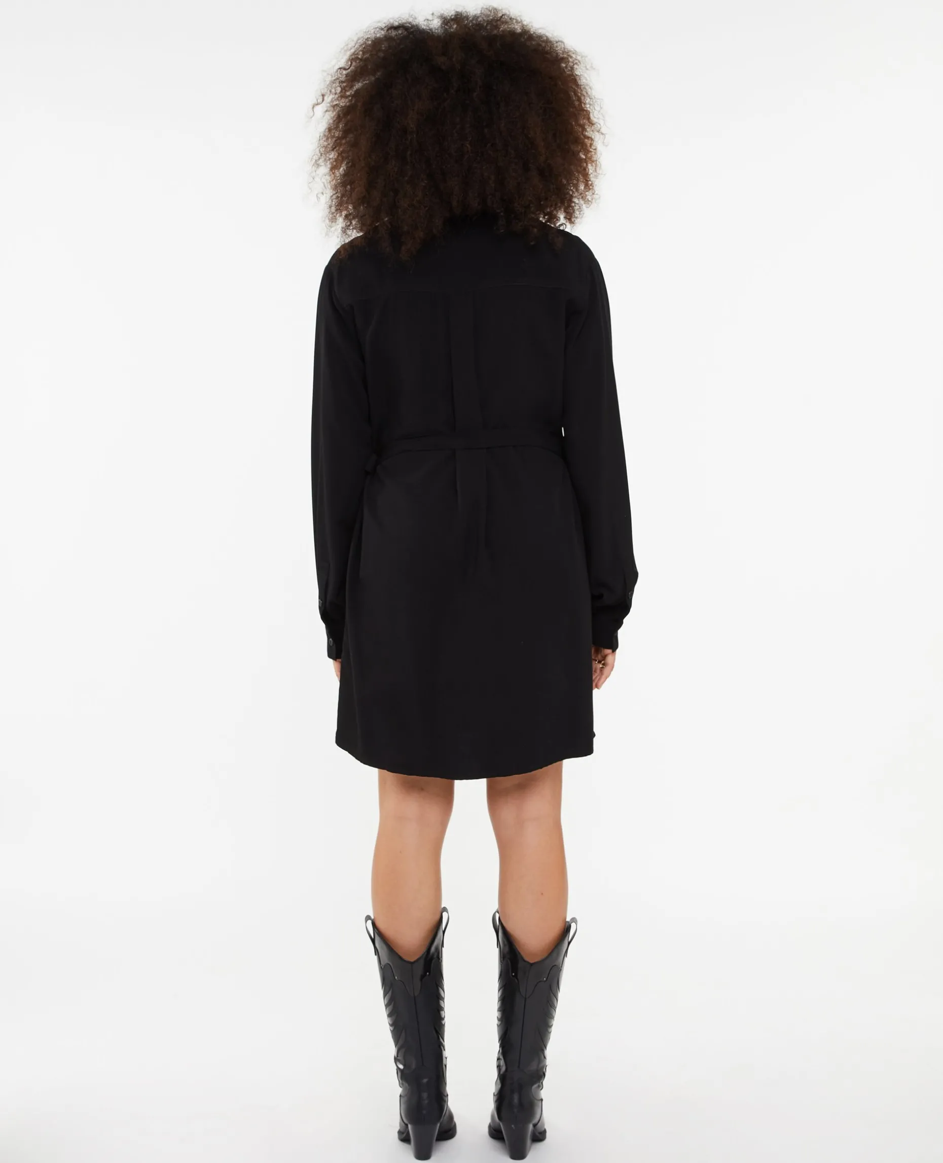 Robe Chemise Avec Effet Portefeuille - Noir