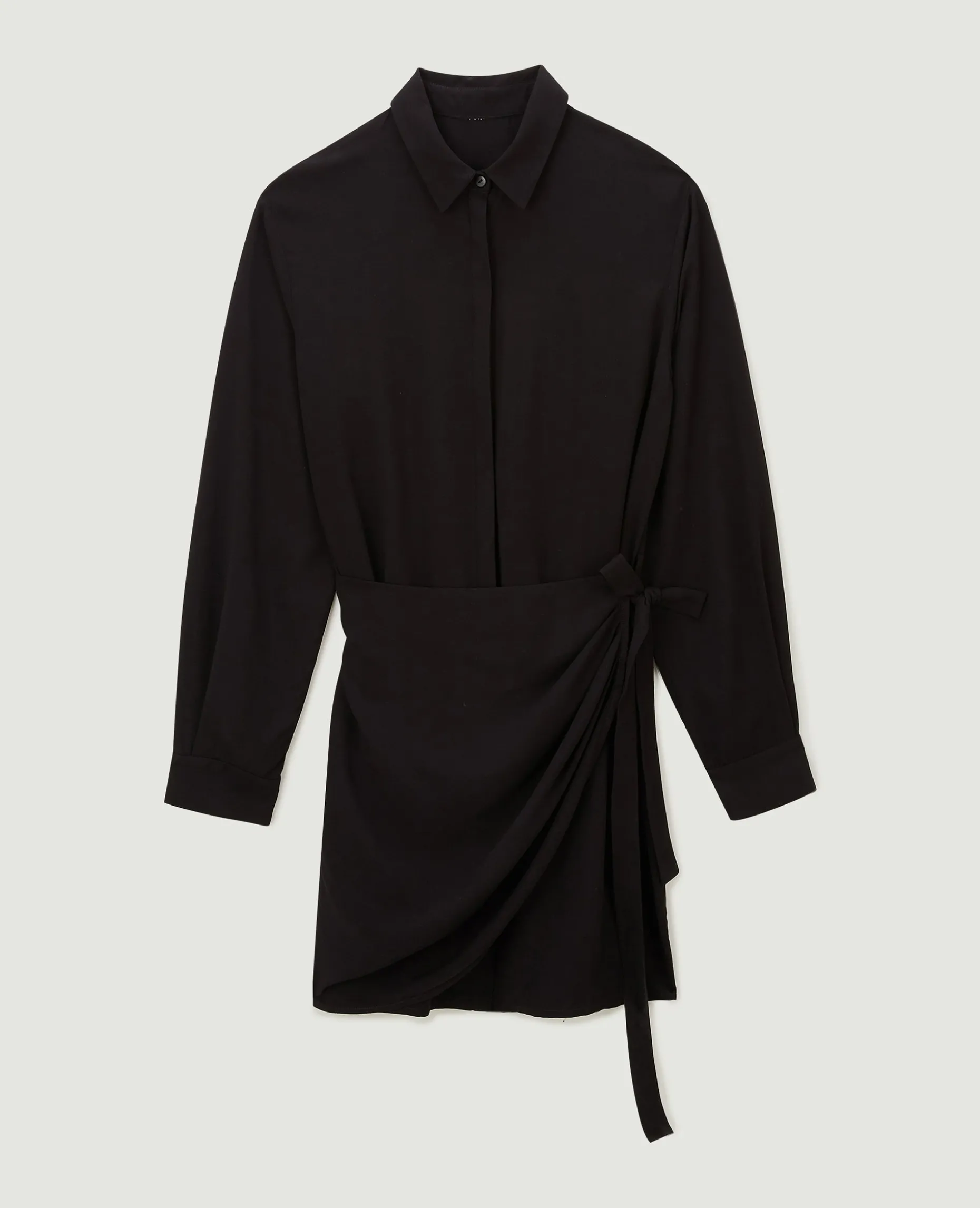 Robe Chemise Avec Effet Portefeuille - Noir