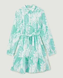 Robe Chemise Avec Volants - Bleu Turquoise
