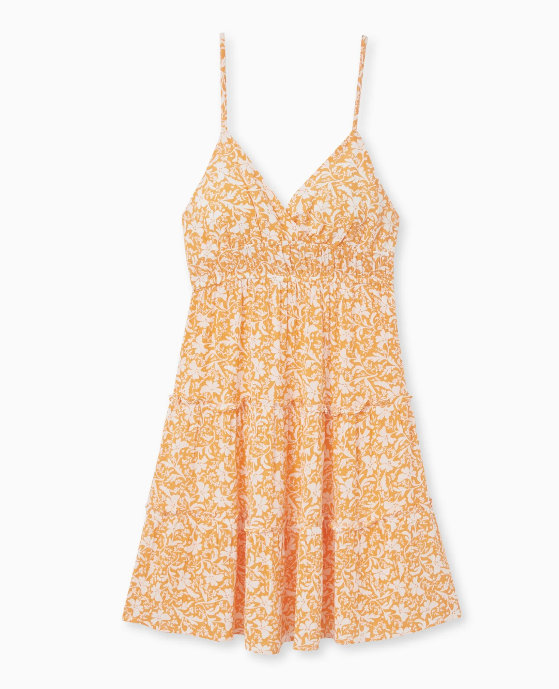 Robe Courte à Bretelles Avec Petits Volants - Orange