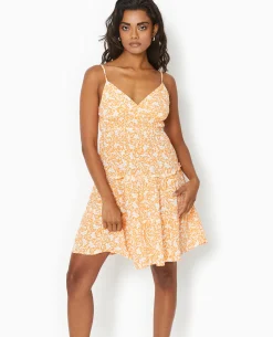 Robe Courte à Bretelles Avec Petits Volants - Orange
