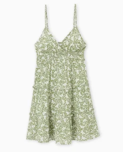 Robe Courte à Bretelles Avec Petits Volants - Vert