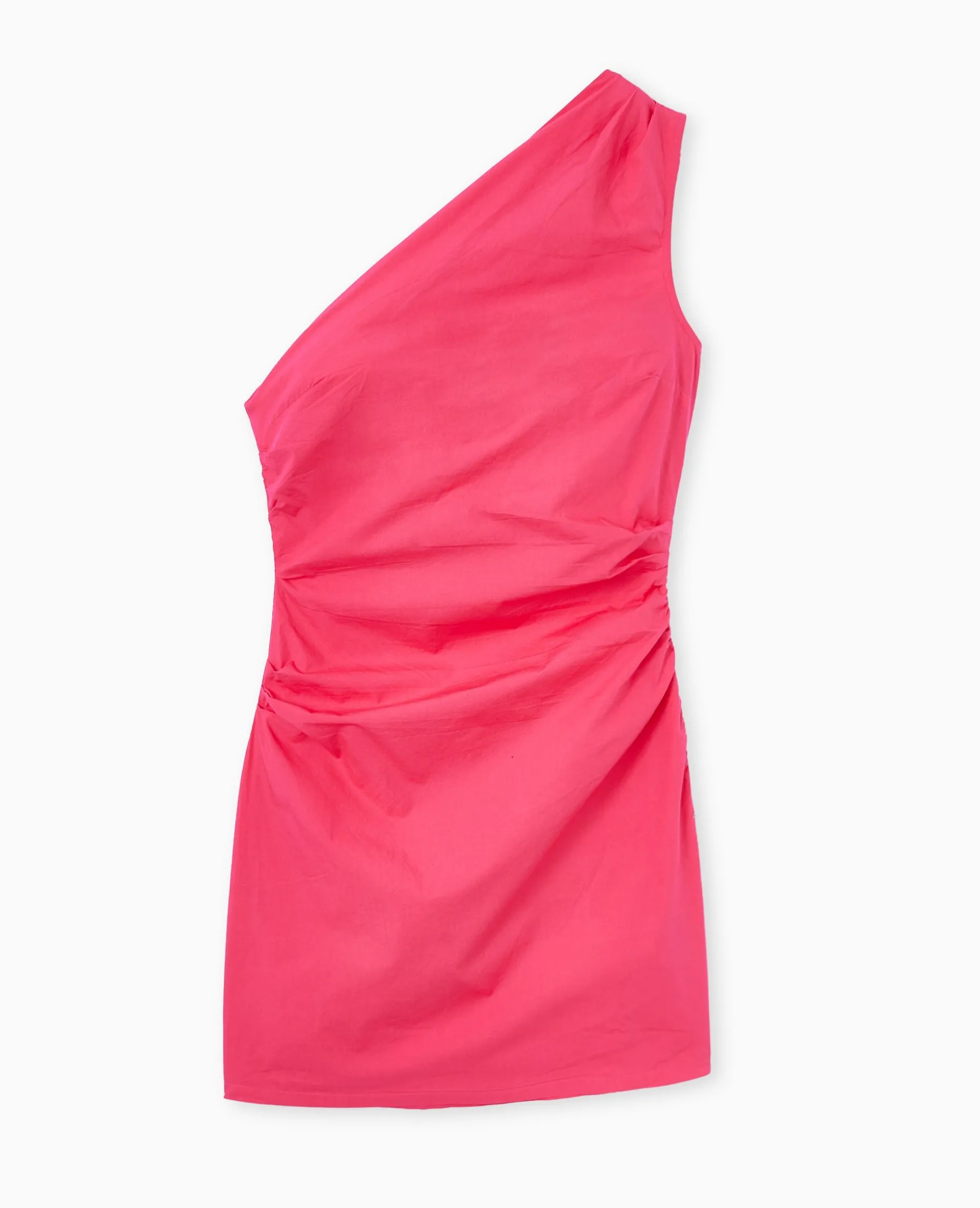 Robe Courte Asymétrique One Shoulder - Rose Fuchsia