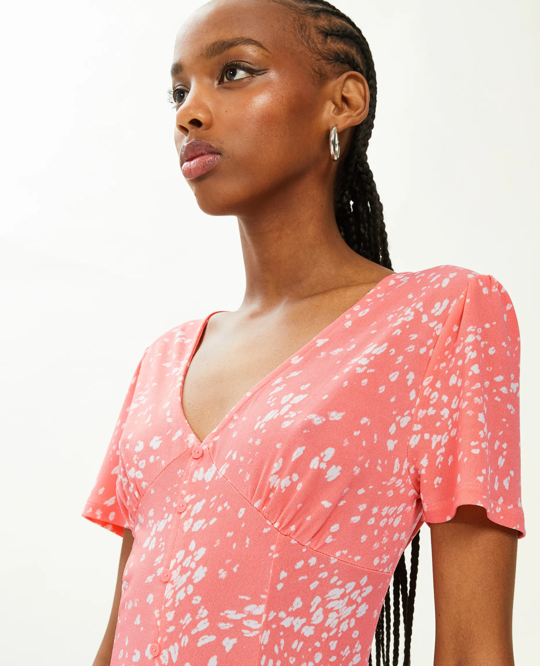 Robe Courte Avec Boutons - Orange