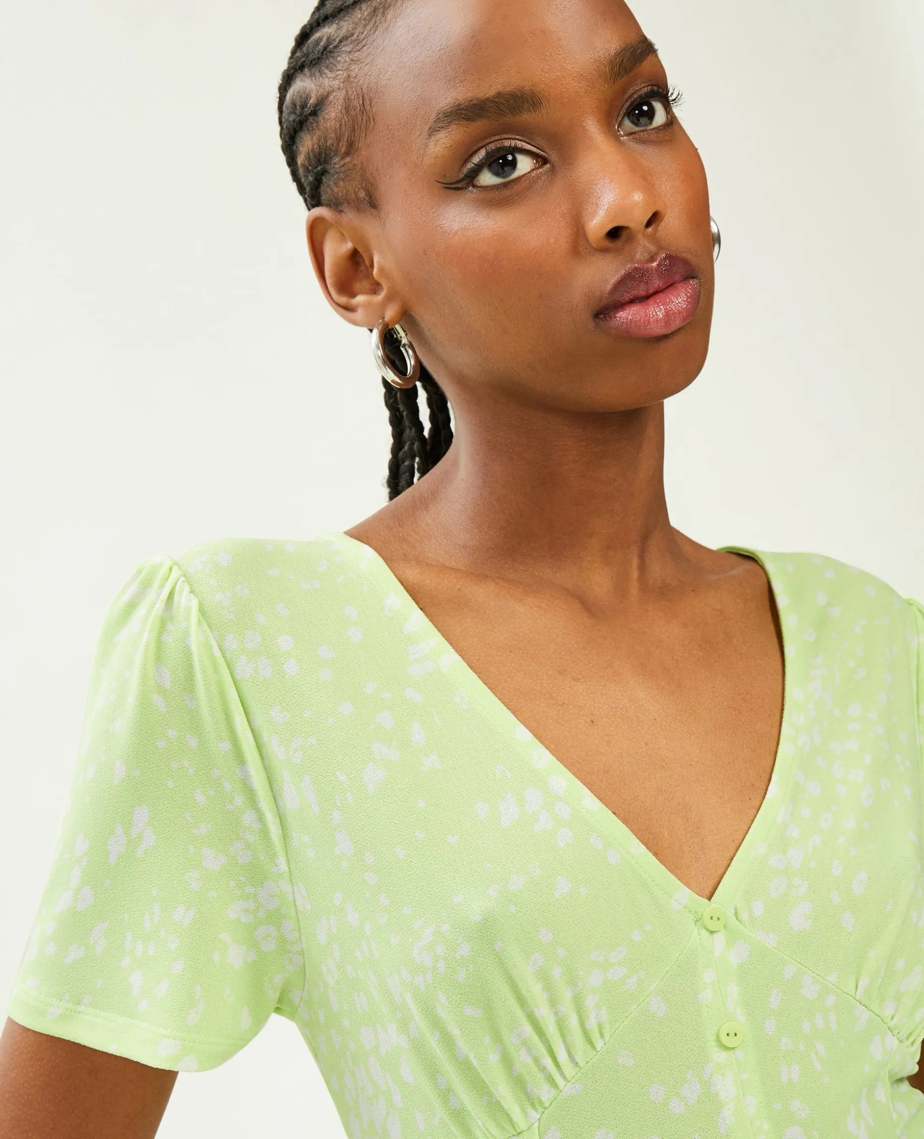 Robe Courte Avec Boutons - Vert